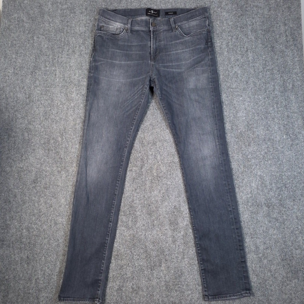 7 For All Mankind Ronnie Jean Mens 34x33* Gray Slim Straight Stretch Performance
